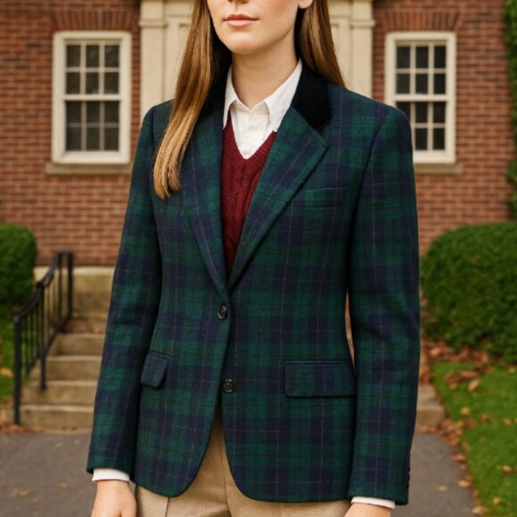 Sag Harbor Jackets & Blazers - Vintage Sag Harbor Petite Plaid Wool Blazer 8P Preppy Heritage Academia Style
